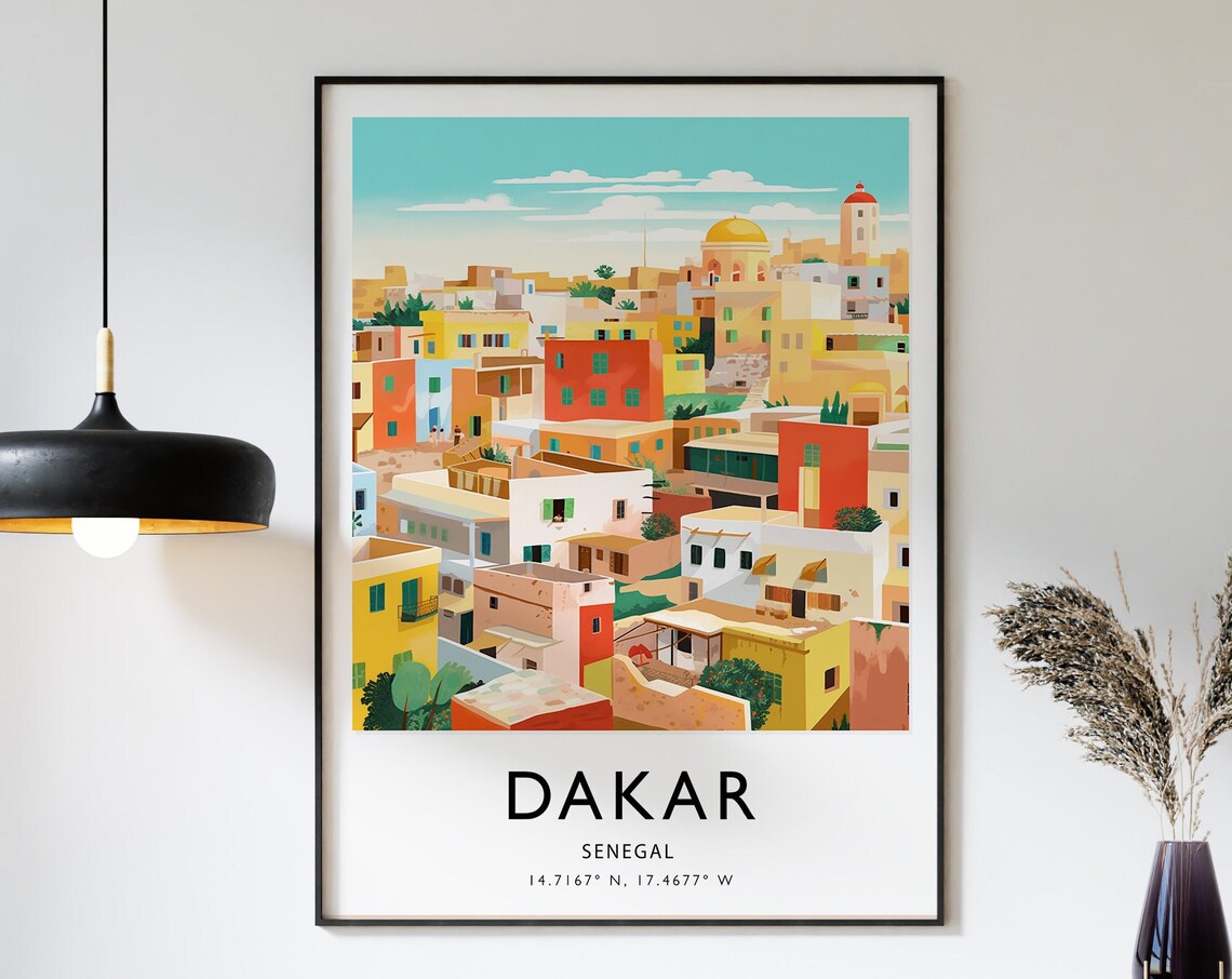 Dakar Senegal Travel Poster, African Travel Art
