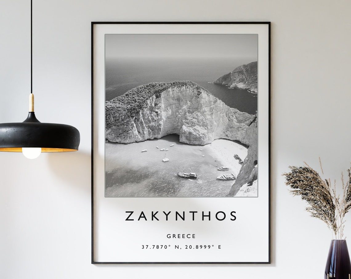 Zakynthos Travel Print Zakynthos Travel Poster Greece Travel Print Beach Travel Poster Sea Travel Art Travel Gift