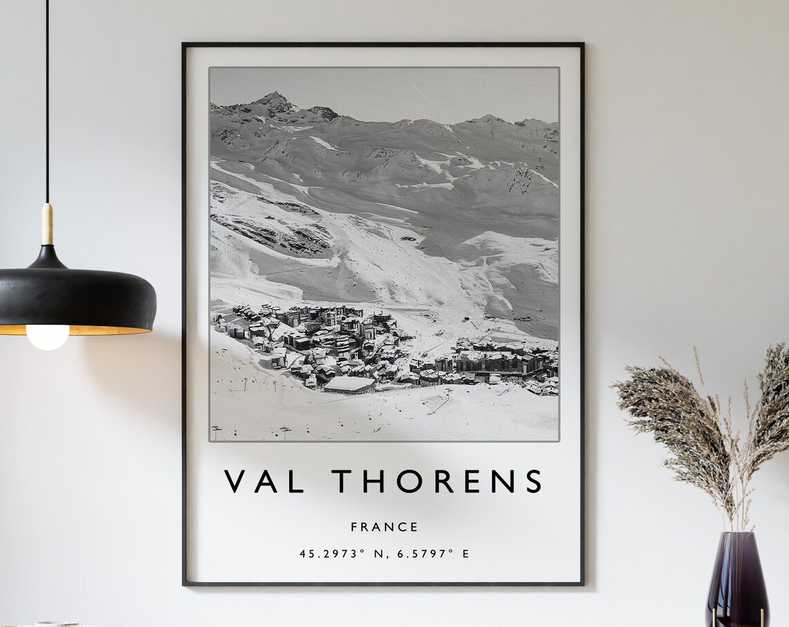 Val Thorens Skiing Travel Poster, France Ski Print