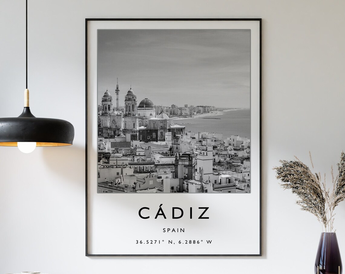 Cadiz Travel Poster, Minimalist Spain Art Print
