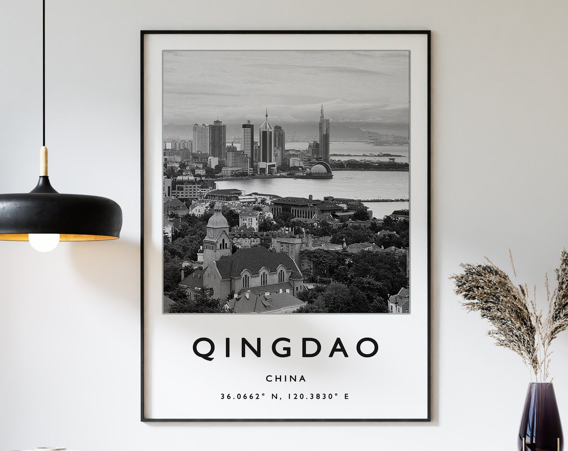 Qingdao Travel Print Qingdao Travel Poster China Travel Print Chinese Travel Art Travel Decor Black And White Photographic Art Fashion