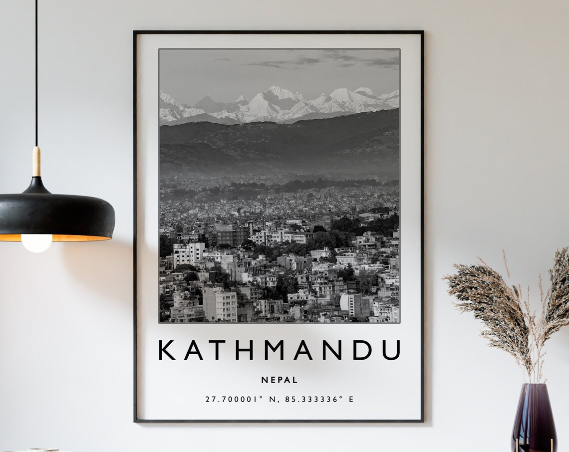 Kathmandu Travel Print Kathmandu Nepal Travel Poster Nepal Travel Print Travel Art Travel Poster Black And White Gift A2a3a3