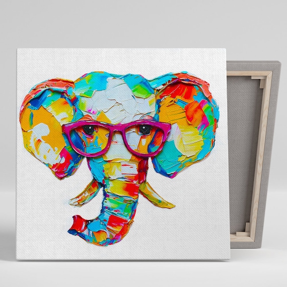 Vibrant Elephant Pop Art Poster for Kids' Room Decor