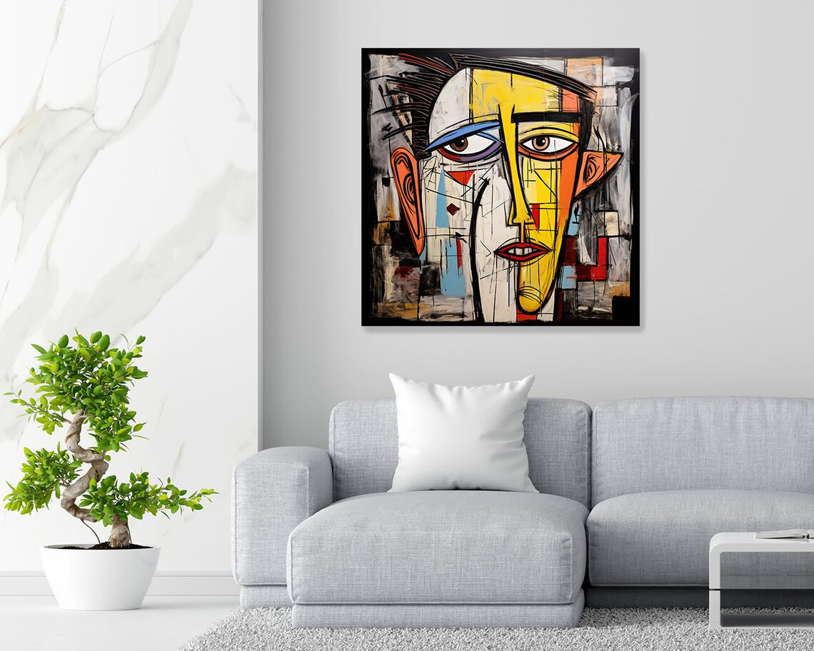Abstract Face Wall Art, Modern Contemporary Art Print - Image 2
