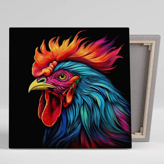 Rooster Splash Art Print, Contemporary Bird Decor