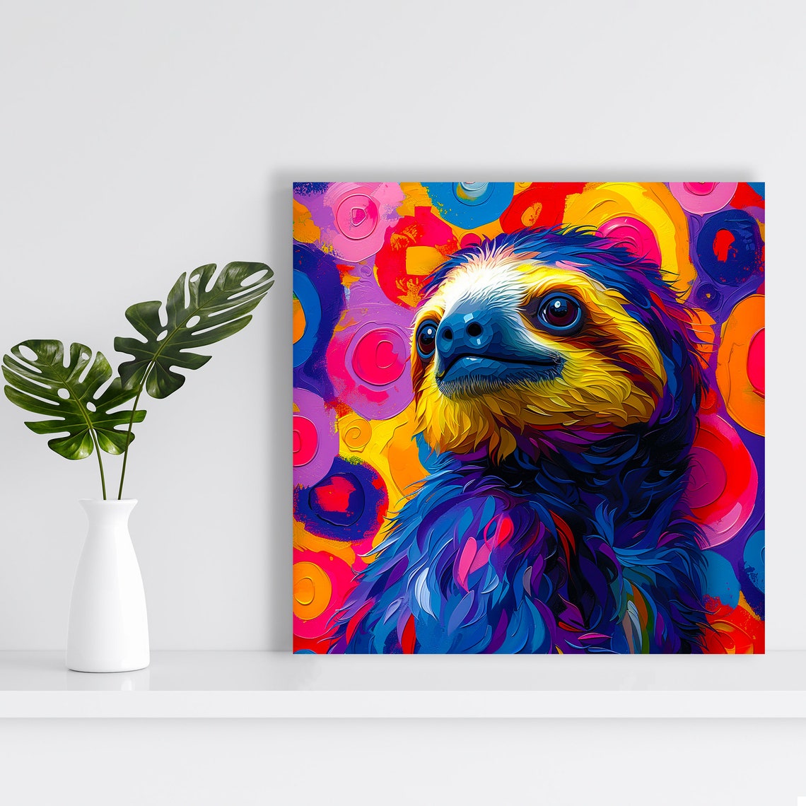 Psychedelic Sloth Colorful Swirl Bold Modern Wall Art Poster - Image 2