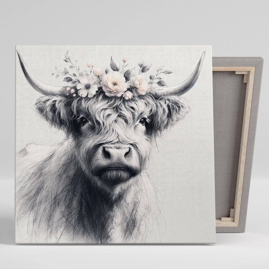 Cow With Flower Crown, Funny Bathroom Art Print