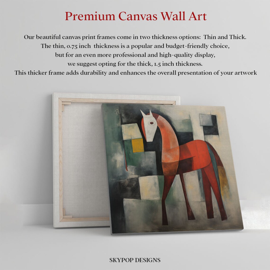 Abstract Red Geometric Horse Modernist Equine Painting Art Wall Poster - Image 2