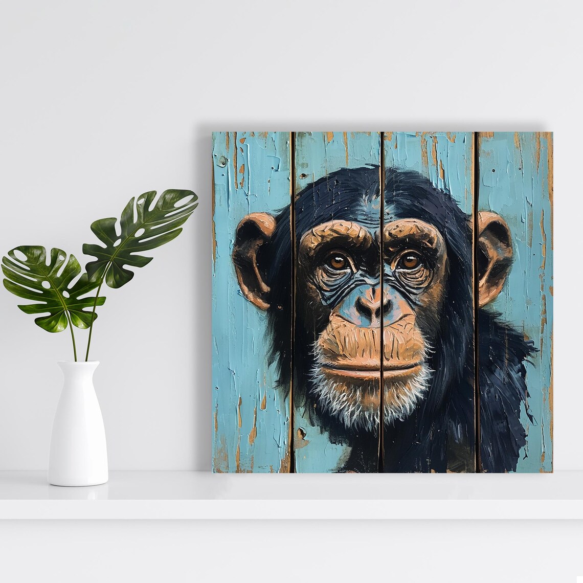 Chimpanzee Whimsical Rustic Decor Poster Print - Image 2