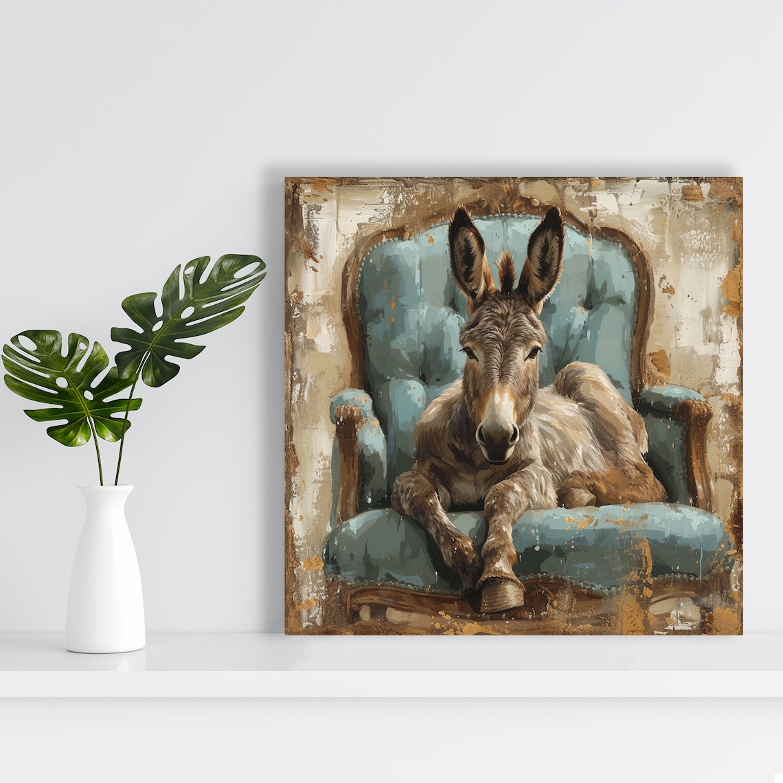 Regal Donkey Repose, Farmhouse Animal Wall Art Print - Image 2