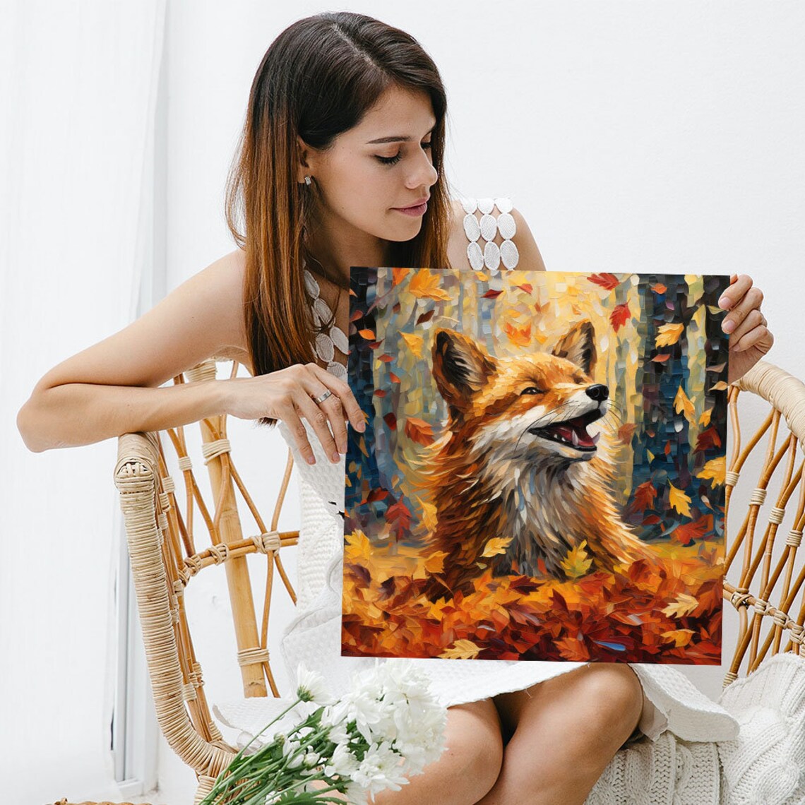 Happy Fox Whimsical Art Print, Animal Wall Decor - Image 3