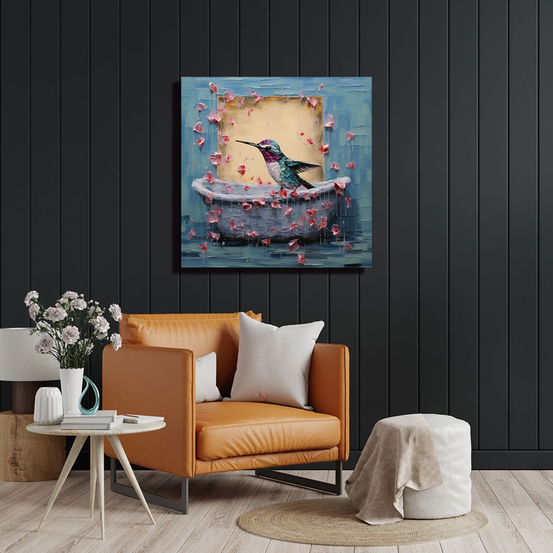 Humming Bird in Bathtub, Bathroom Animal Art Print - Image 2