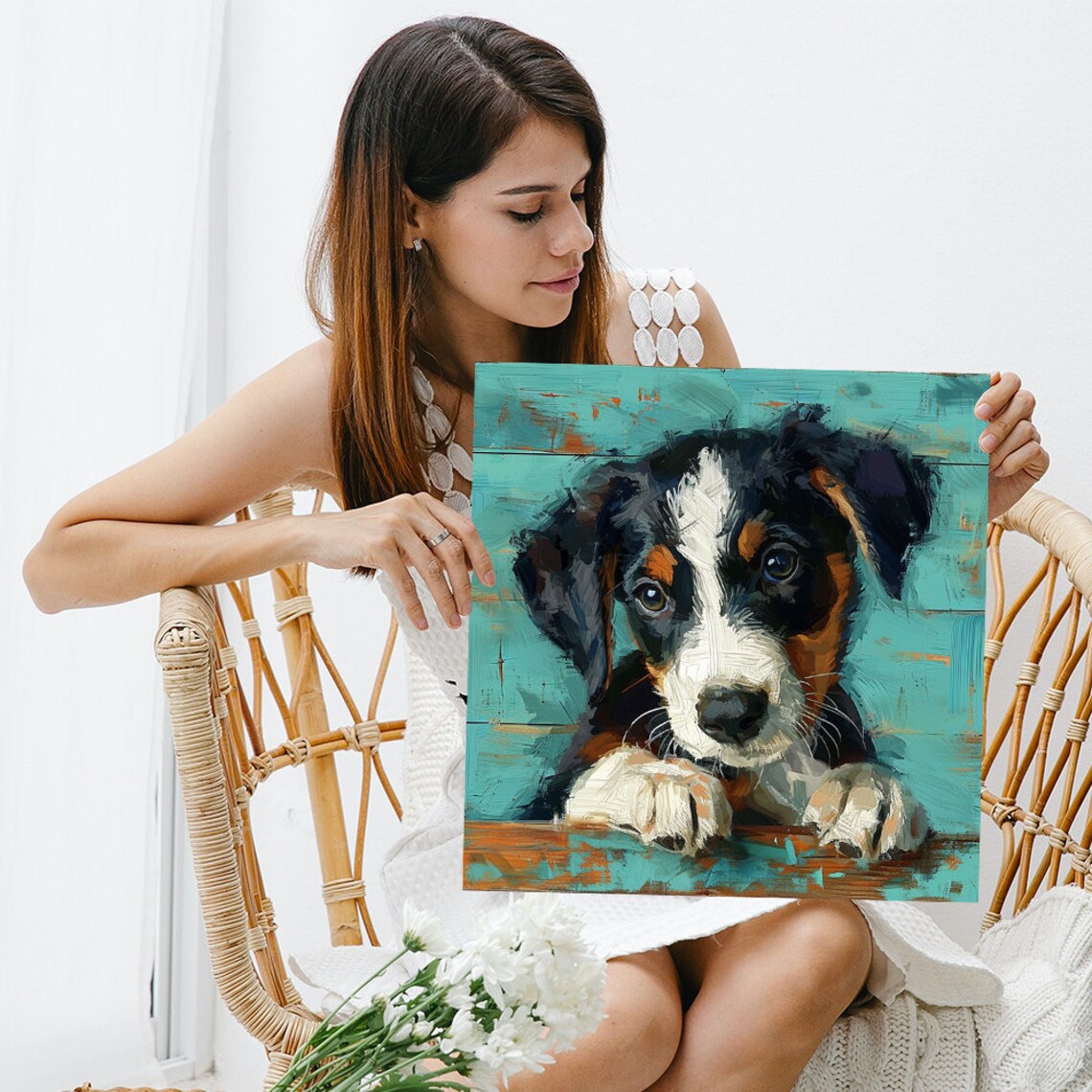 Bernese Mountain Dog Art Print, Whimsical Decor - Image 3