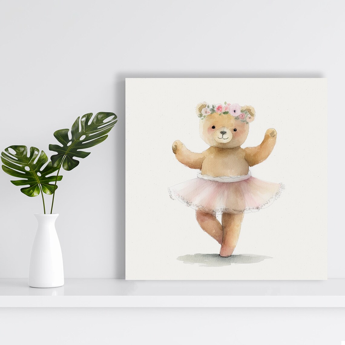 Ballet Bear Blossom Nursery Playroom Art Print - Image 2