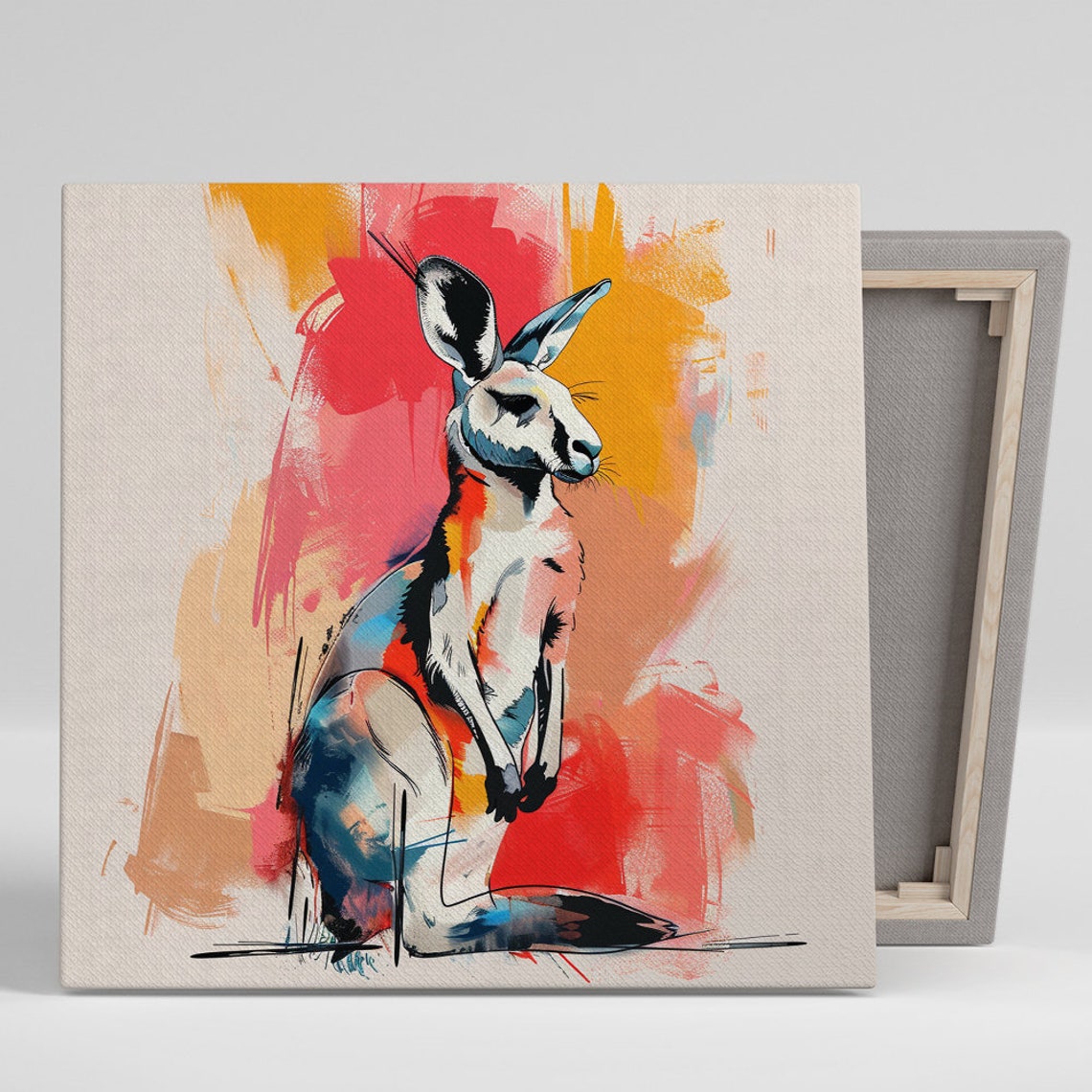 Kangaroo Abstract Watercolor Multicolor Splash Wildlife Poster