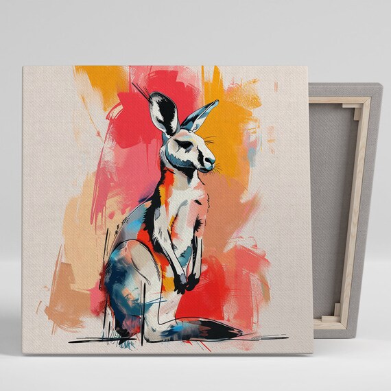 Kangaroo Abstract Watercolor Multicolor Splash Wildlife Poster
