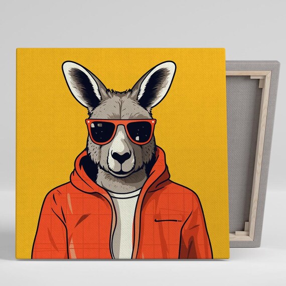 Cool Kangaroo In Sunglasses And Red Jacket Bold Pop Art Poster