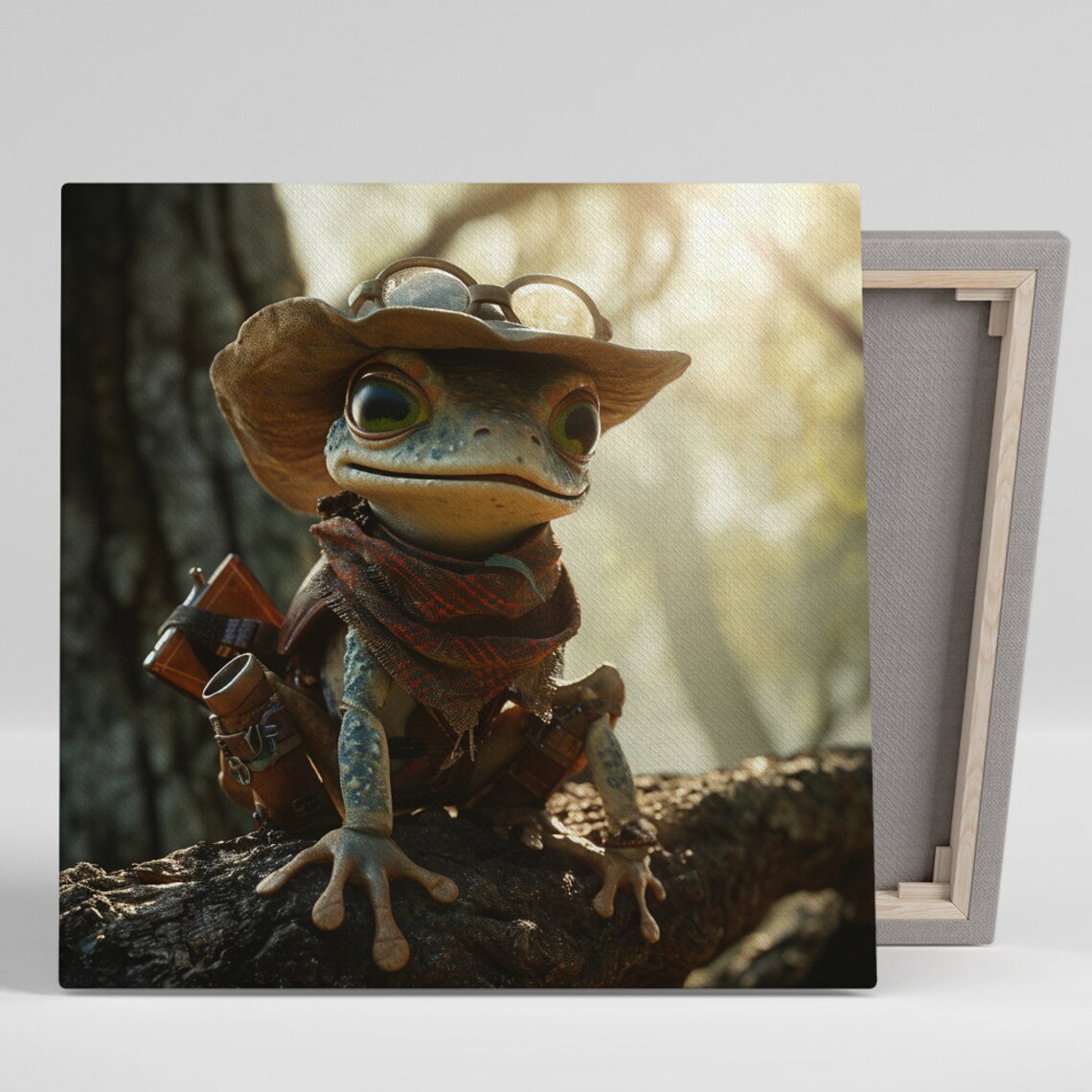 Frog Adventurer Safari Hat Goggles Sunlit Forest Cute Explorer Wall Art