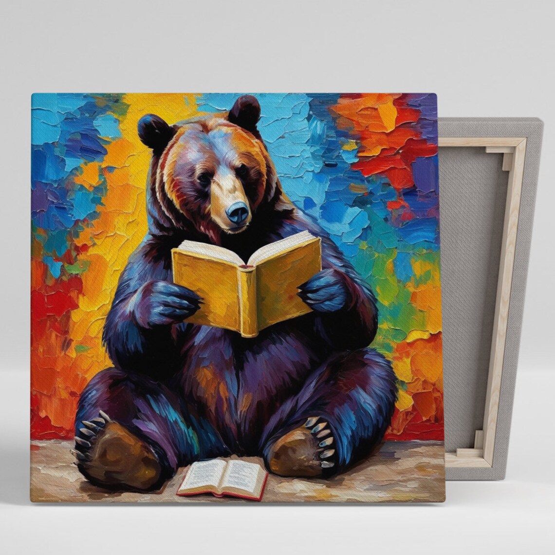 Literary Bear Enlightenment Wall Art Poster, Library
