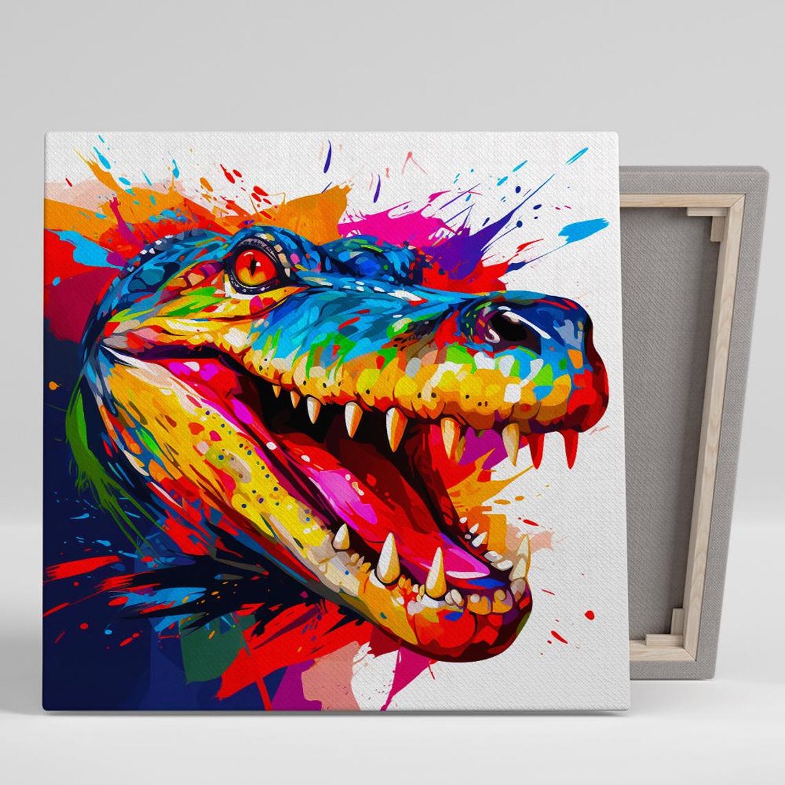 Rainbow Crocodile Head Explosion Pop Art Colorful Reptile Art Poster