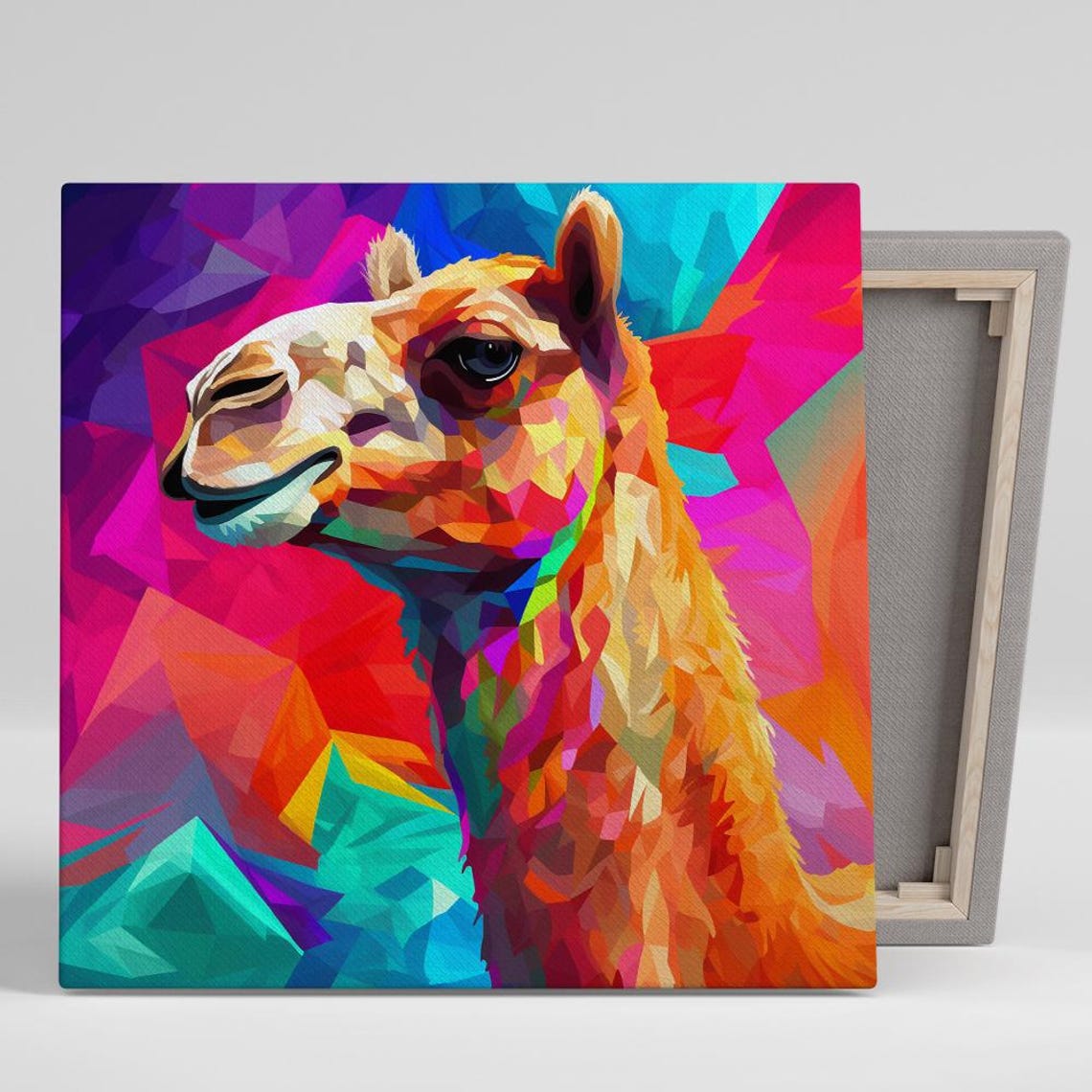 Rainbow Camel Kaleidoscope Low Poly Colorful Geometric Animal Poster