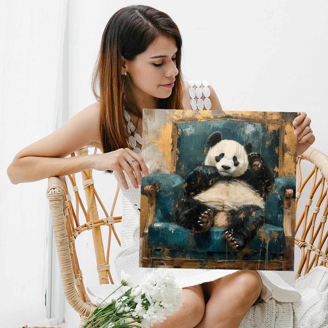 Regal Panda Lounger, Contemporary Animal Art Print - Image 3