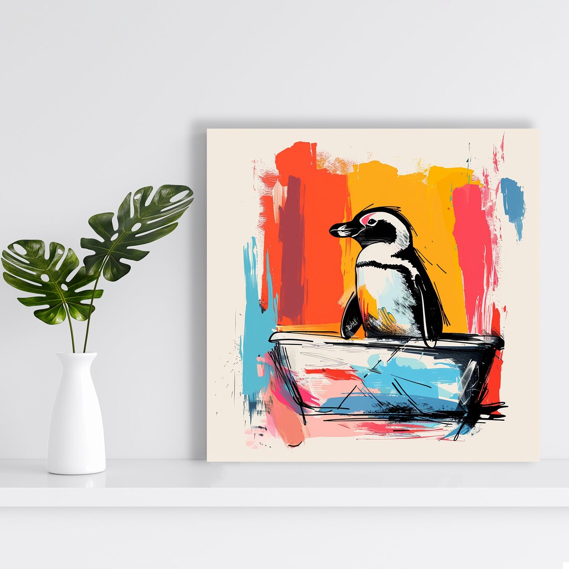 Penguin Contemporary Bohemian Minimalist Art Print - Image 2