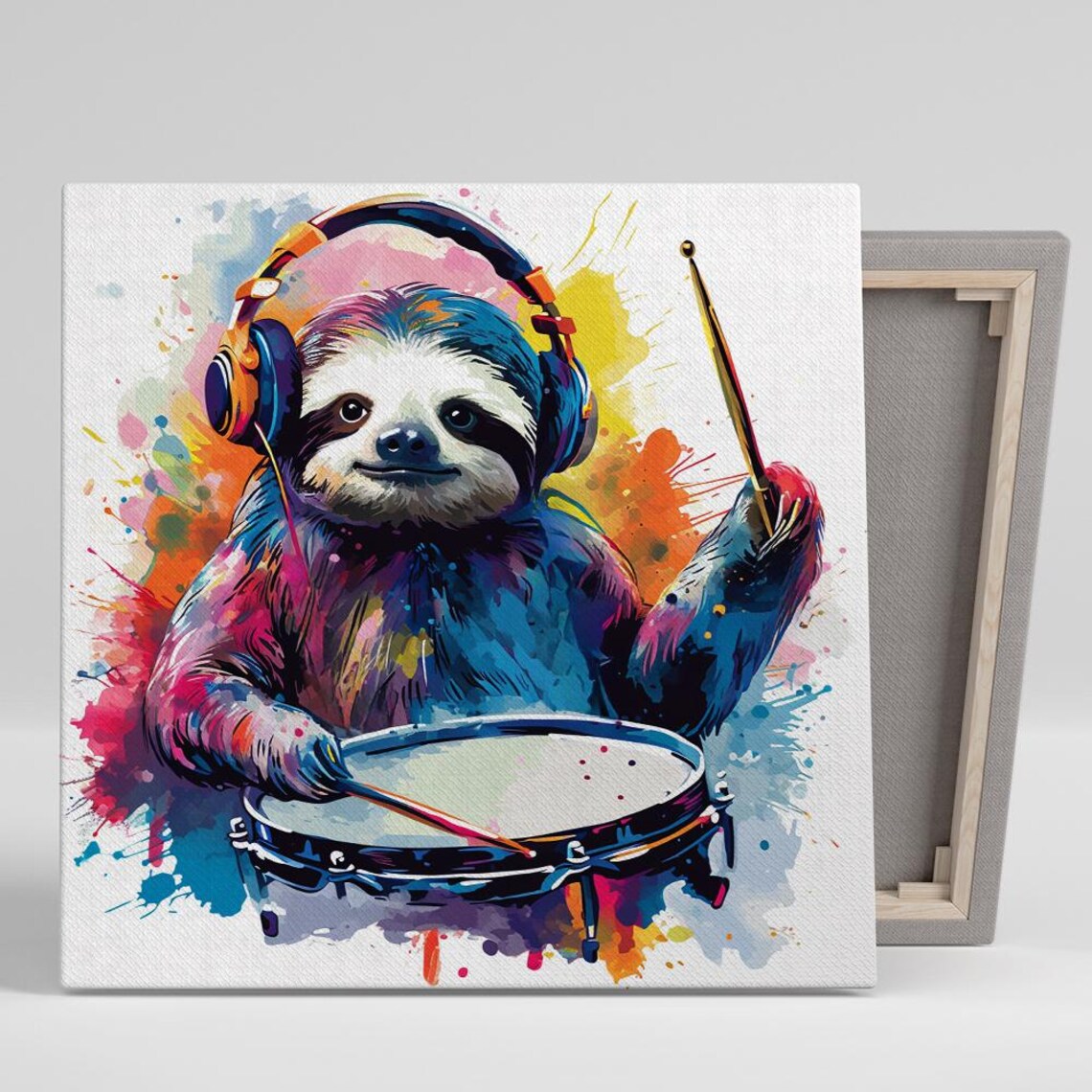 DJ Sloth Whimsical Pop Animal Game Room Poster Print