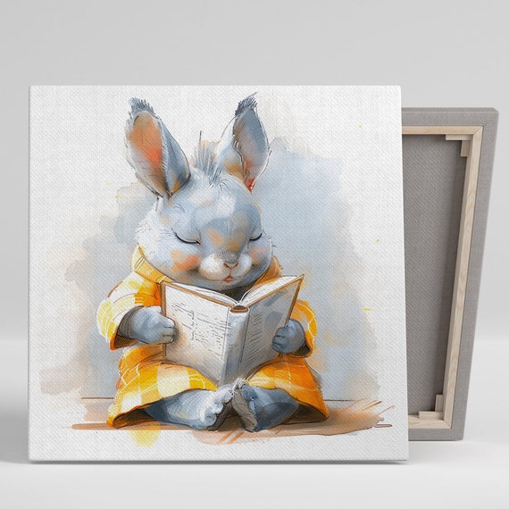 Studious Bunny Minimalist Art Print for Nursery
