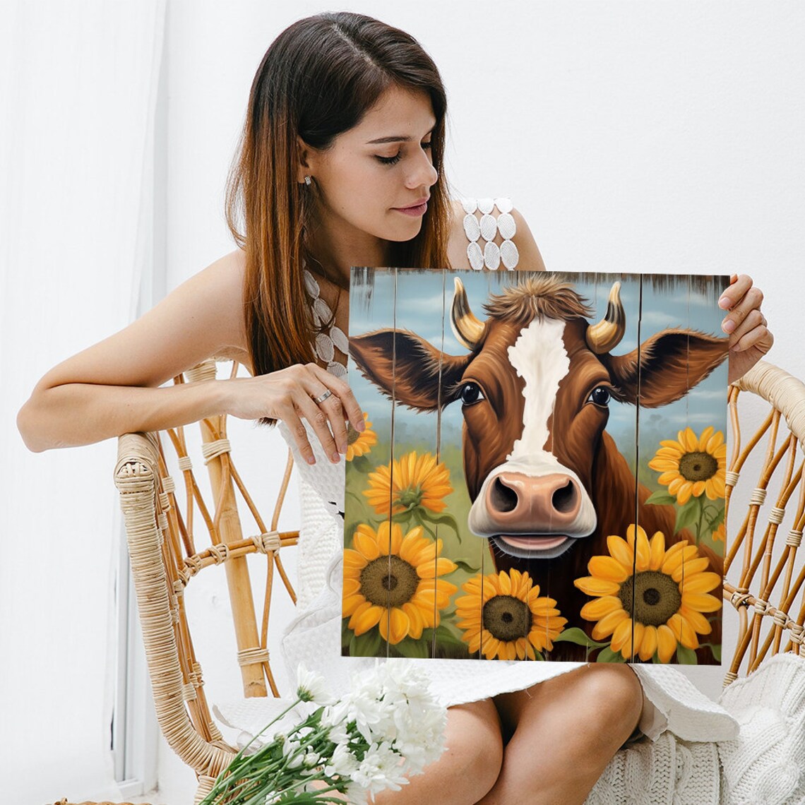 Cow Charm, Whimsical Farmhouse Rustic Art Print - Image 3