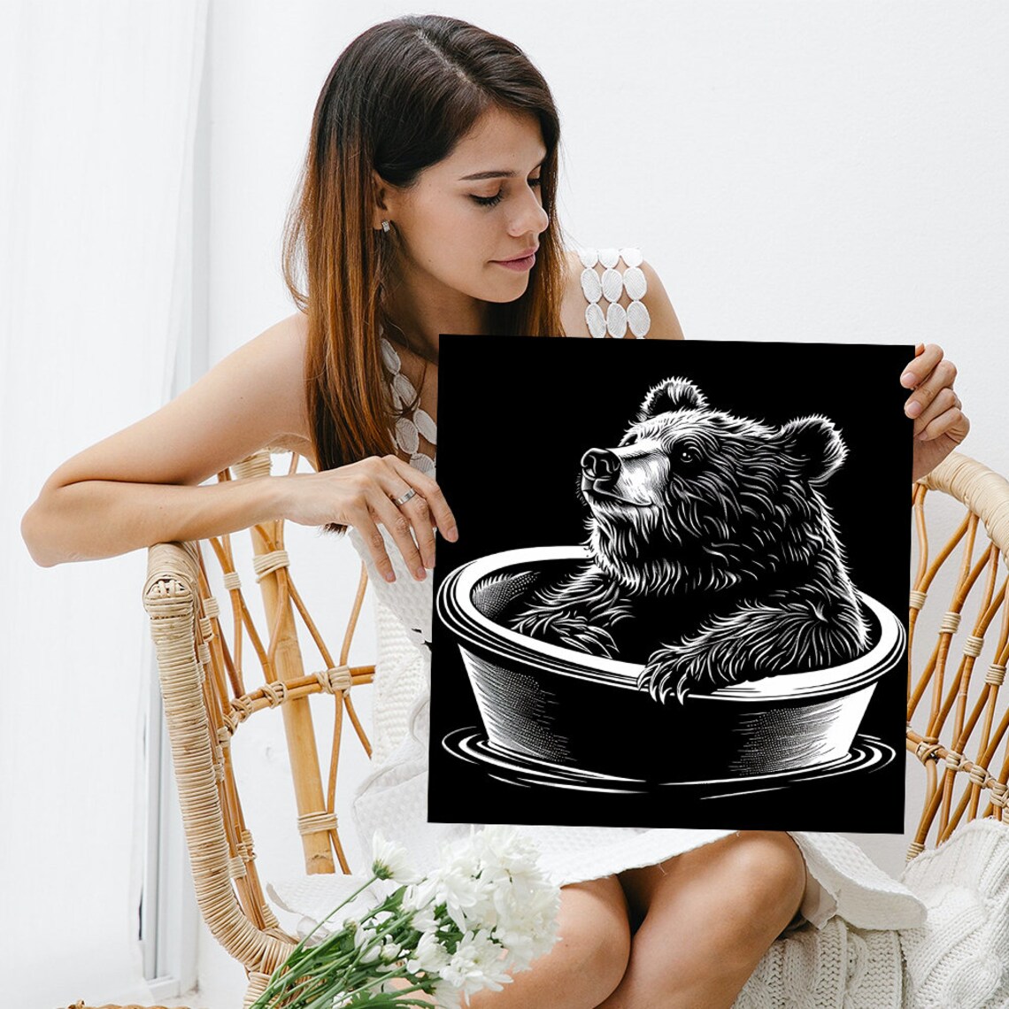 Bear Bliss Whimsical Animal Contemporary Art Print - Image 3