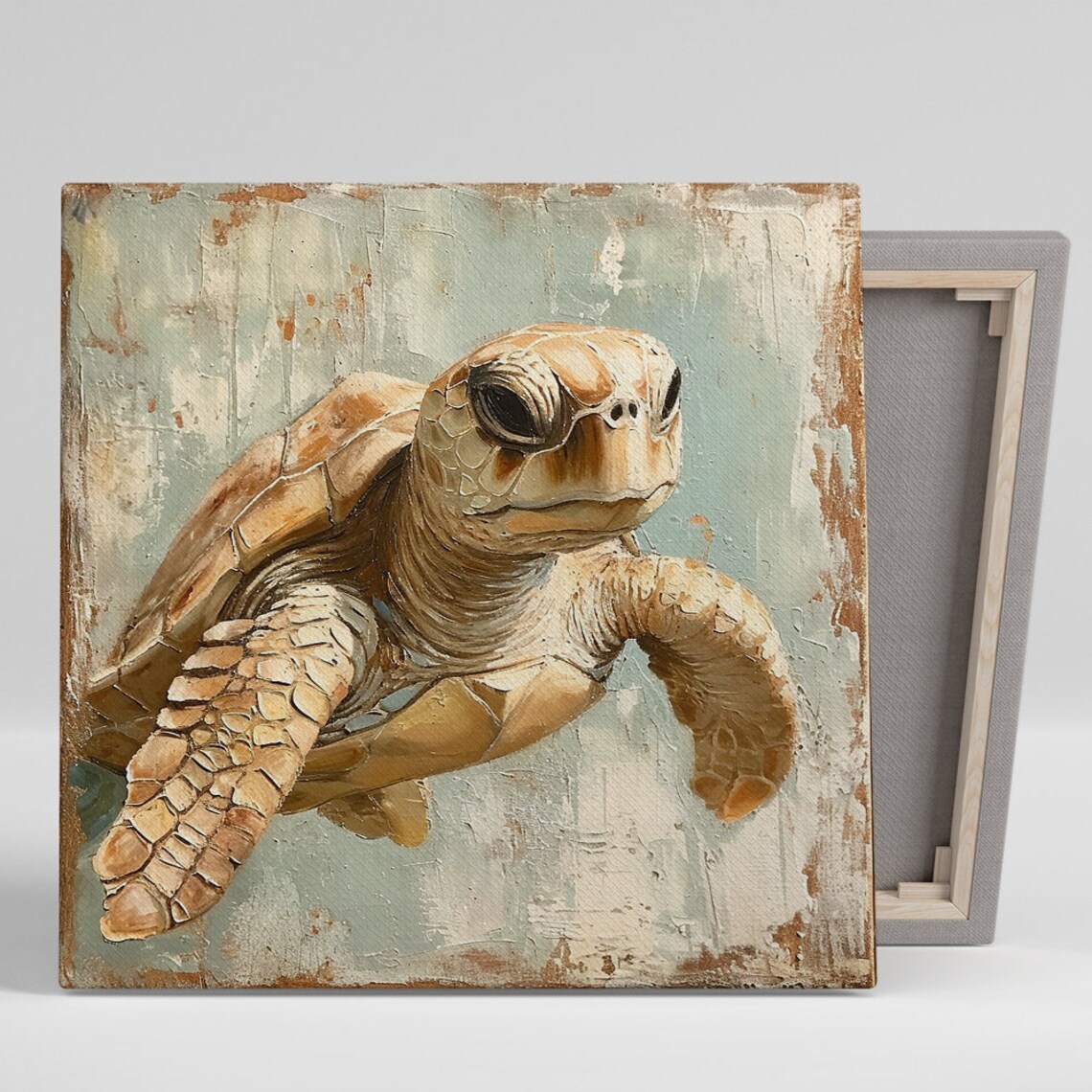 Sea Turtle Coastal Rustic Living Room Art Print