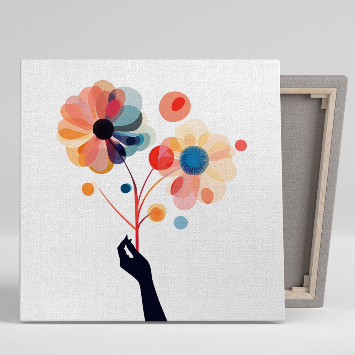 Hand Holding Watercolor Floral Bouquet Pastel Flower Modern Poster