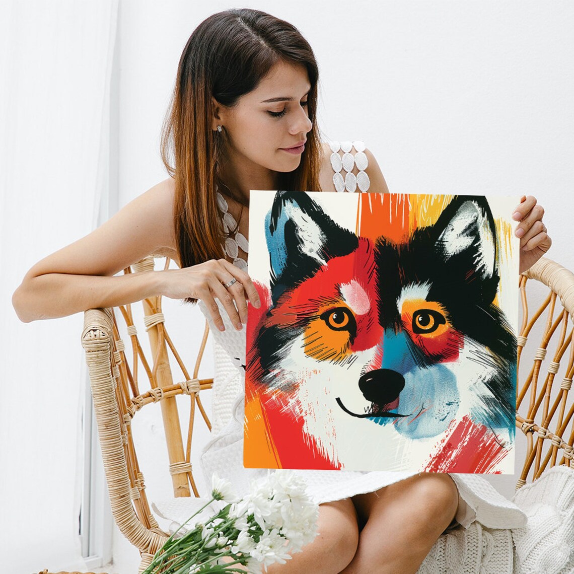 Fox Mosaic Art Print, Whimsical Abstract Animal Decor - Image 3