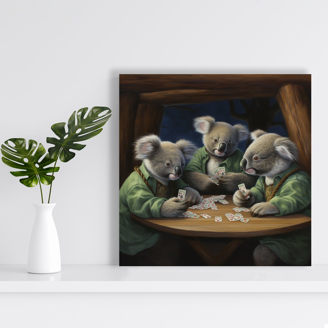 Koala Poker Night, Whimsical Animal Art Print - Image 2