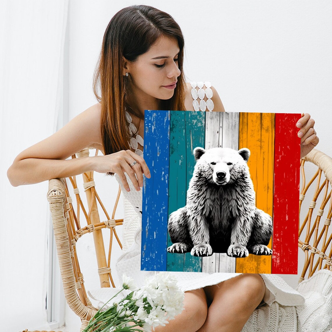 Colorful Bear Pop Art Poster, Living Room Office Decor - Image 3