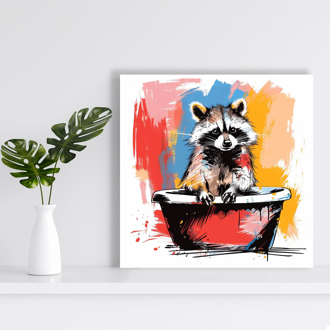 Raccoon Curiosity Whimsical Animal Art Print, Living Room - Image 2