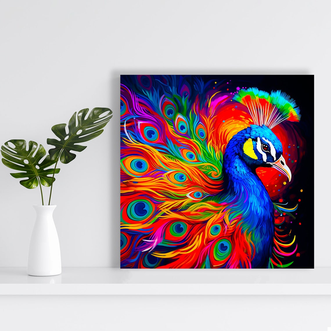 Vibrant Rainbow Peacock Colorful Feather Display Glamour Art Poster - Image 2