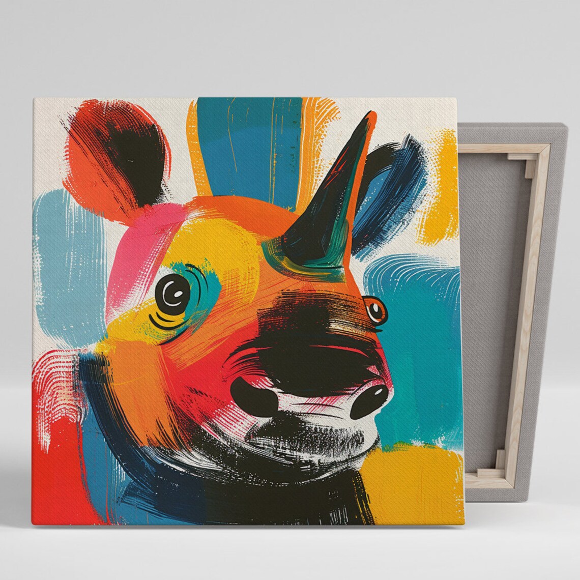 Vibrant Rhino Kaleidoscope Head Colorful Pop Art Animal Poster