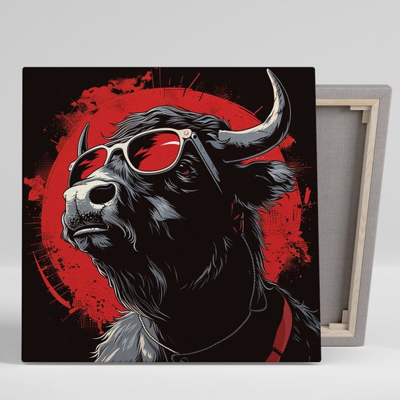 Bull Shades Art Or Poster Pop Art Urban Decor Living Room Office Game Room Wall Art Black Grey Contemporary Design Bull Decor