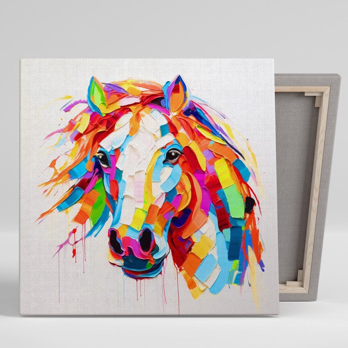 Horse Mosaic Abstract Animal Art Print for Kids