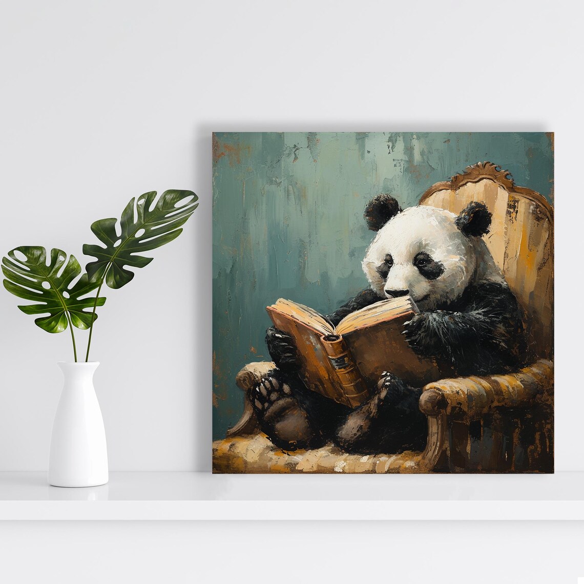 Panda Whimsical Rustic Decor, Literary Escape Art Print - Image 2