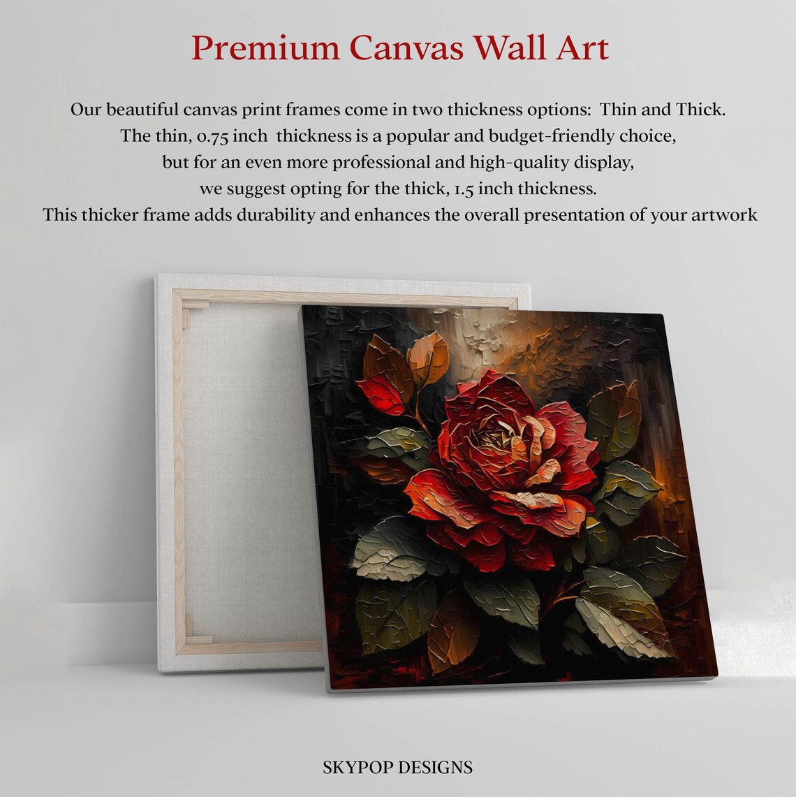 Red Rose Floral Art Print, Botanical Wall Decor - Image 2
