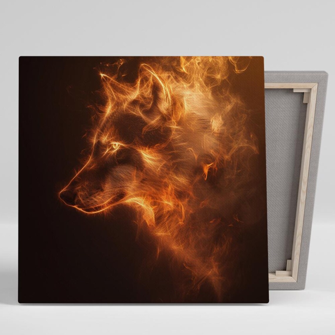 Fiery Wolf Spirit Surrealism Animal Art Print
