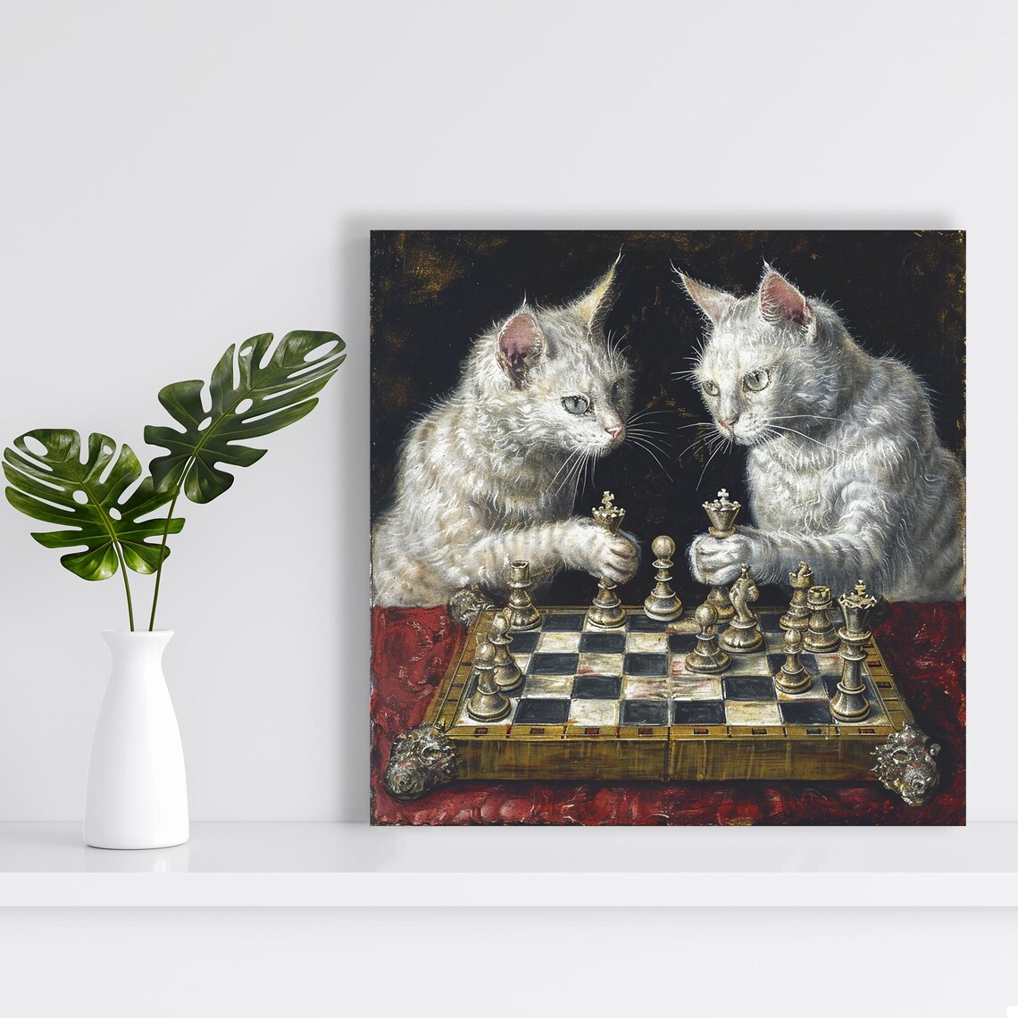 Cat Chess Masters, Classic Animal Wall Art Print - Image 2