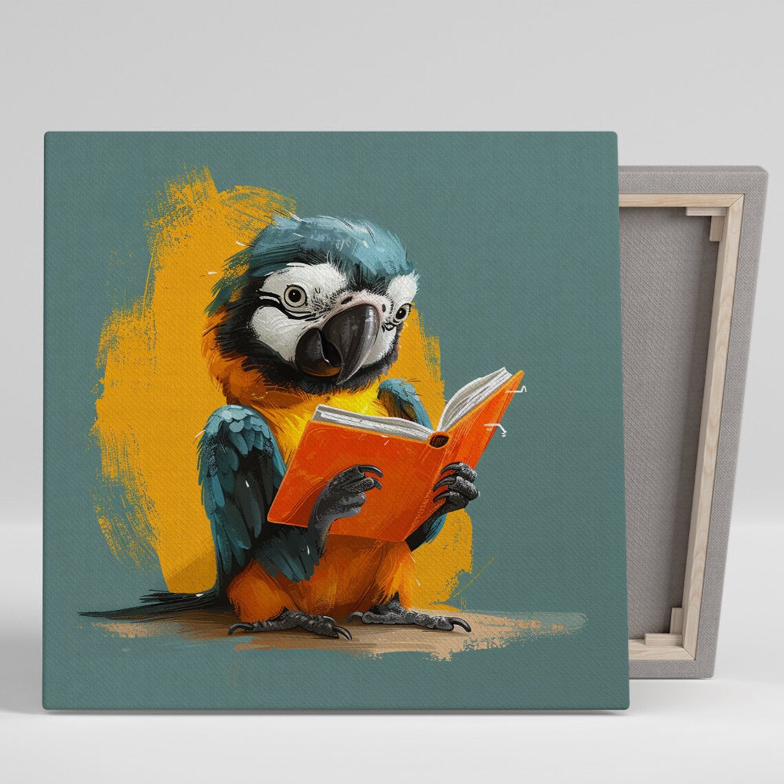 Scholarly Parrot Whimsical Animal Poster Print
