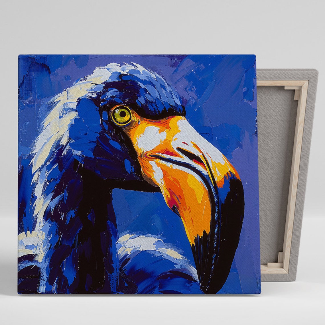 Electric Blue Toucan Head Portrait Vivid Painterly Bird Art Poster