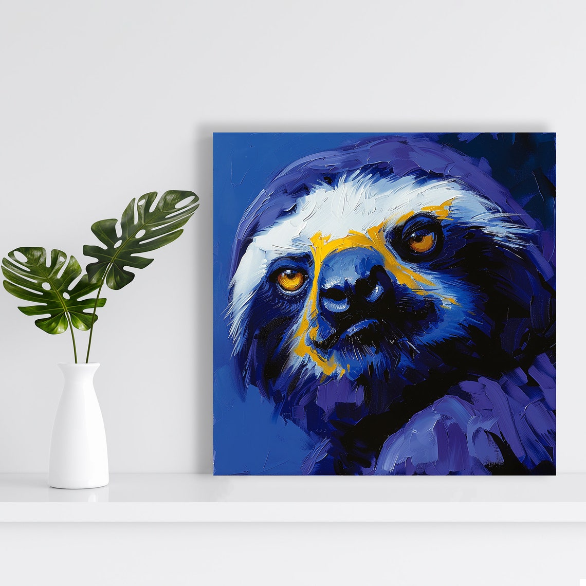 Dog Face Bold Blue Purple Impasto Portrait Modern Pet Wall Art Poster - Image 2