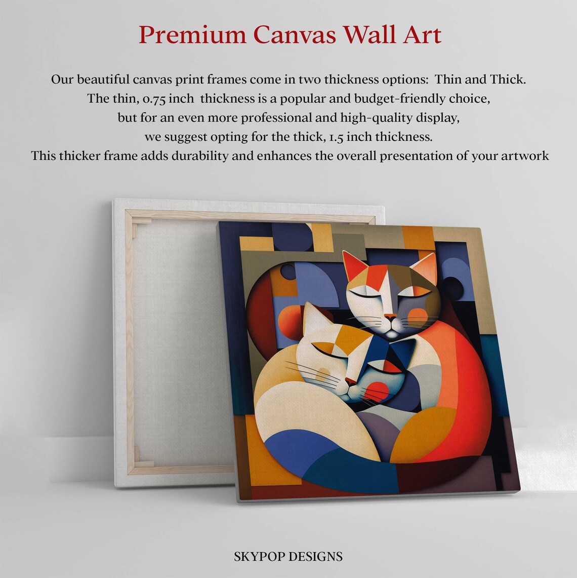 Abstract Cat Art Print, Modern Cat Wall Hanging - Image 2