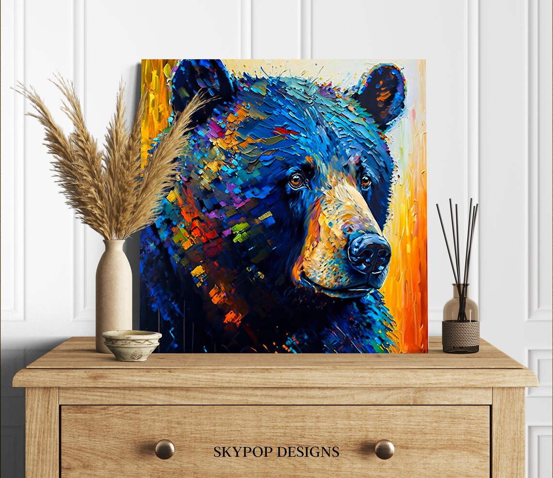 Colorful Bear Art Print, Modern Living Room Decor - Image 3